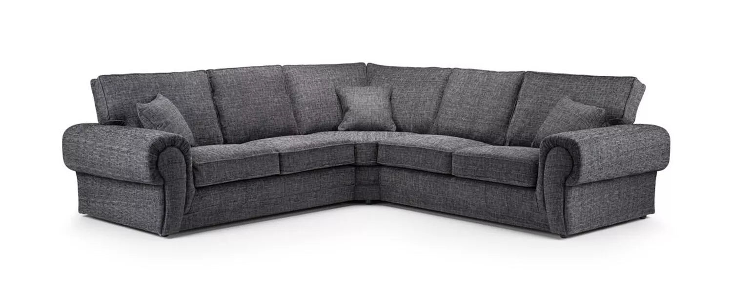 Newton Fabric Comfy Grey Corner Sofa High Back Cushions 3 Seater 2 Seater Armchair