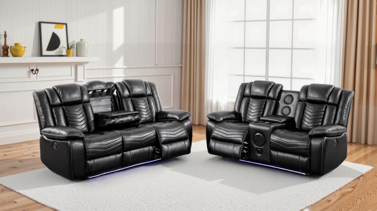 MNS MICHIGAN LEATHER ELECTRIC RECLINER SOFA
