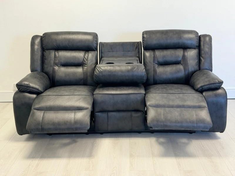 Nova Electric Recliner 3+2 seater Sofa Set With Cupholders - USB Charging Ports - Elephant Grey - 3 and 2 seater - Leather Sofa (3+2 Seater)