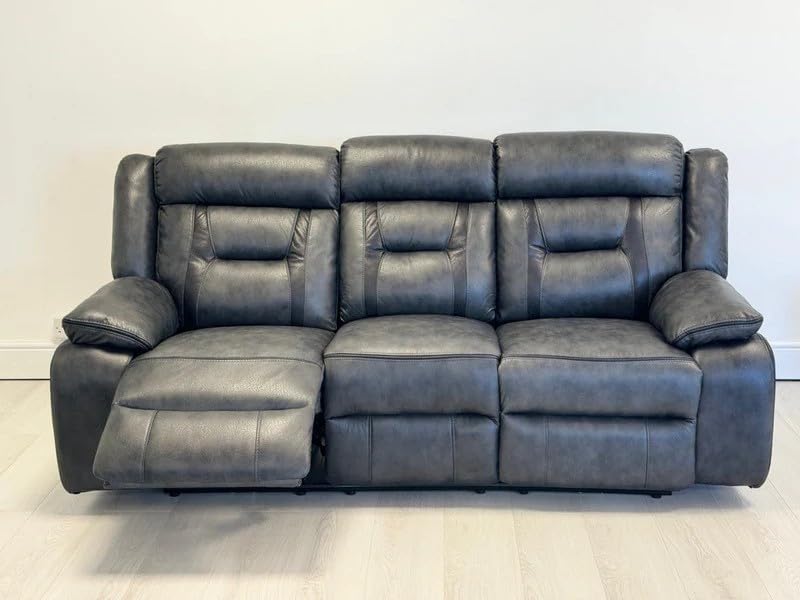 Nova Electric Recliner 3+2 seater Sofa Set With Cupholders - USB Charging Ports - Elephant Grey - 3 and 2 seater - Leather Sofa (3+2 Seater)