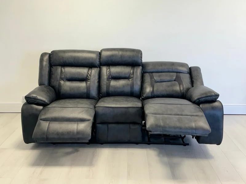 Nova Electric Recliner 3+2 seater Sofa Set With Cupholders - USB Charging Ports - Elephant Grey - 3 and 2 seater - Leather Sofa (3+2 Seater)