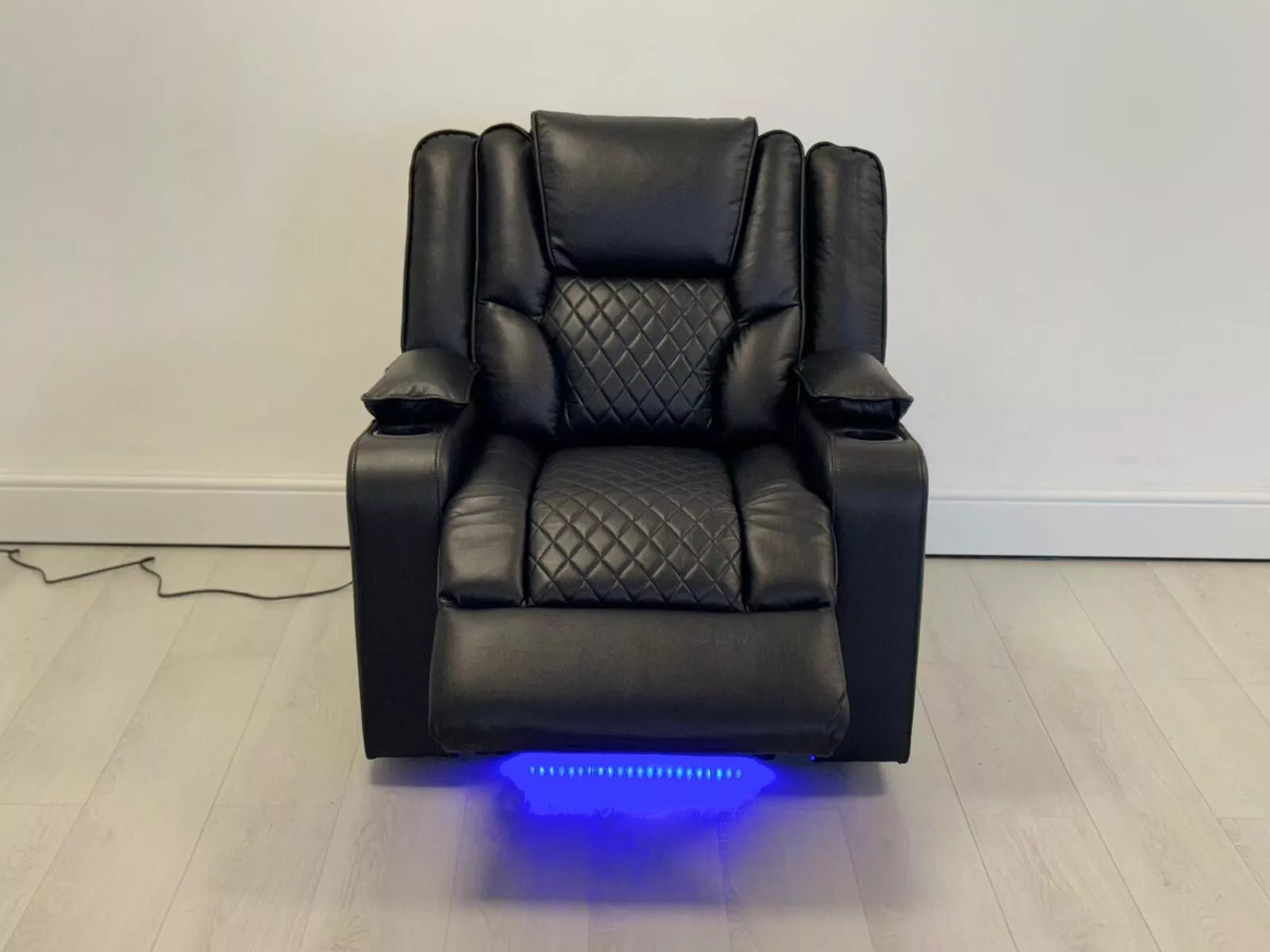 Electric Recliner Orlando Armchair Black 1 seater | USB, Cup Holders, LED