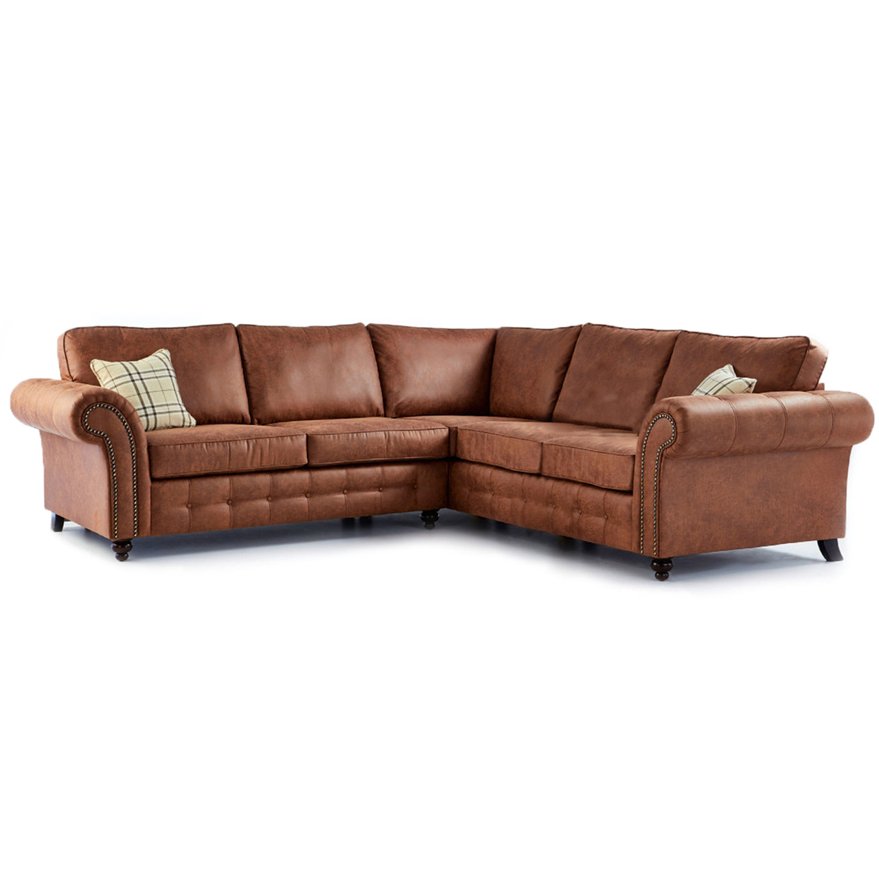 MNS Oakland Brown Faux Leather Large Corner Sofa Set