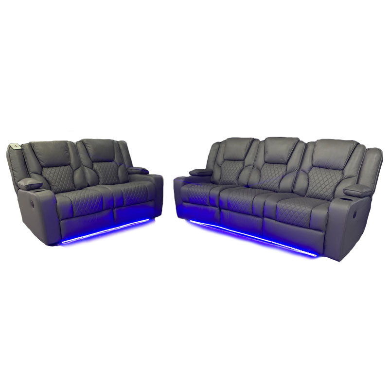Orlando Electric Recliner Blue LED Light, USB and Wireless Charger