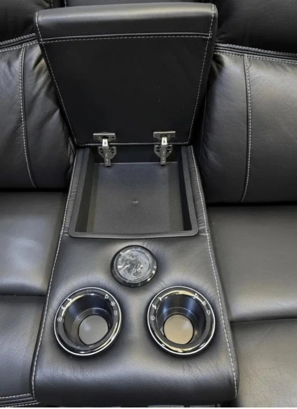 MNS Parada 3 + 2 Black Leather Electric Recliner Sofa Set , USB, LED, Bluetooth
