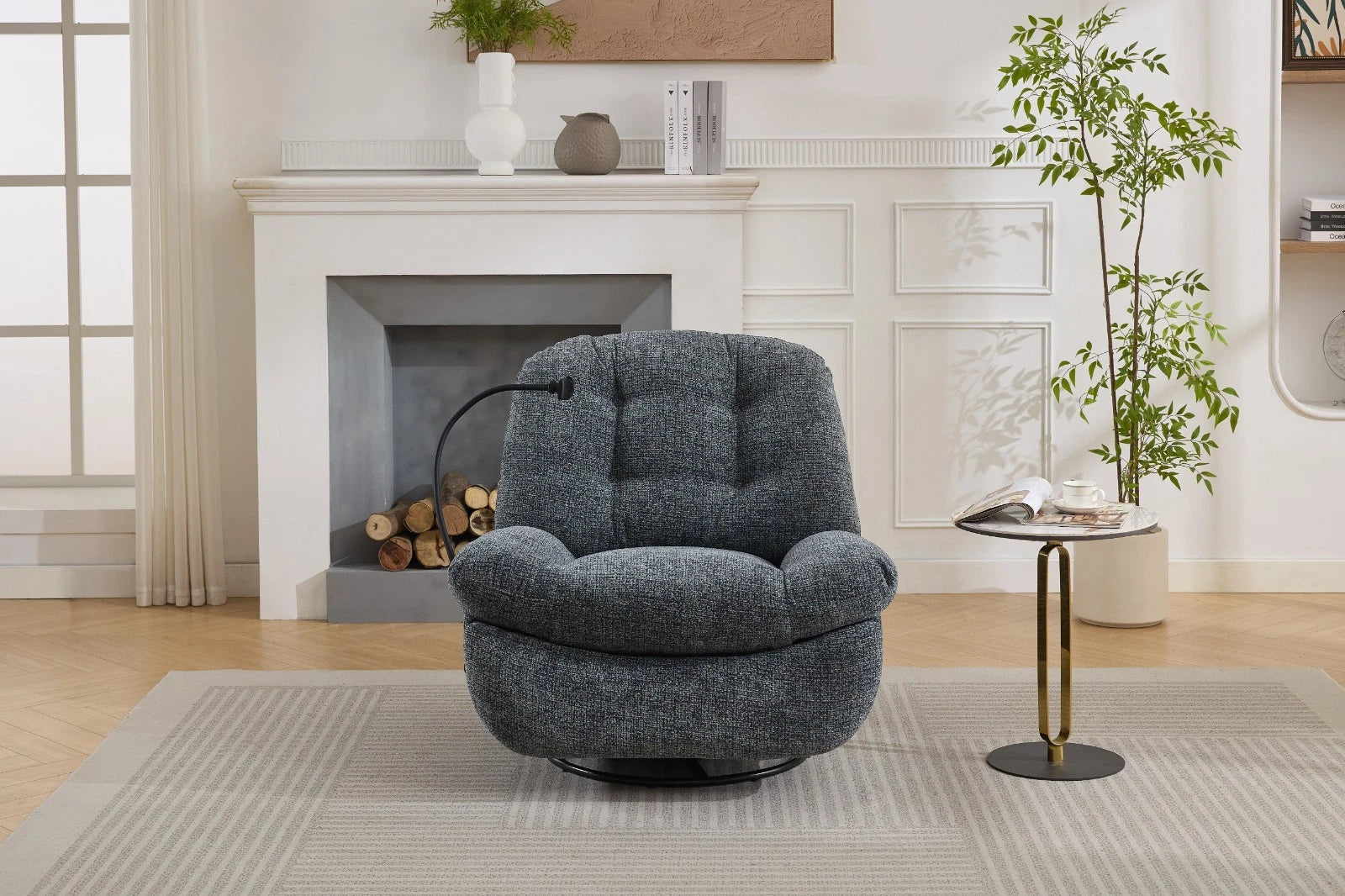 Raha Manual Recliner Fabric Chair Sofa With Phone Holder