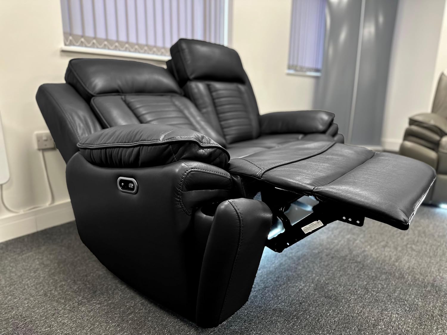 MNS Savilla Leather Electric Recliners Sofa With Cupholders – 3+2 Seater Sofa Set – Black