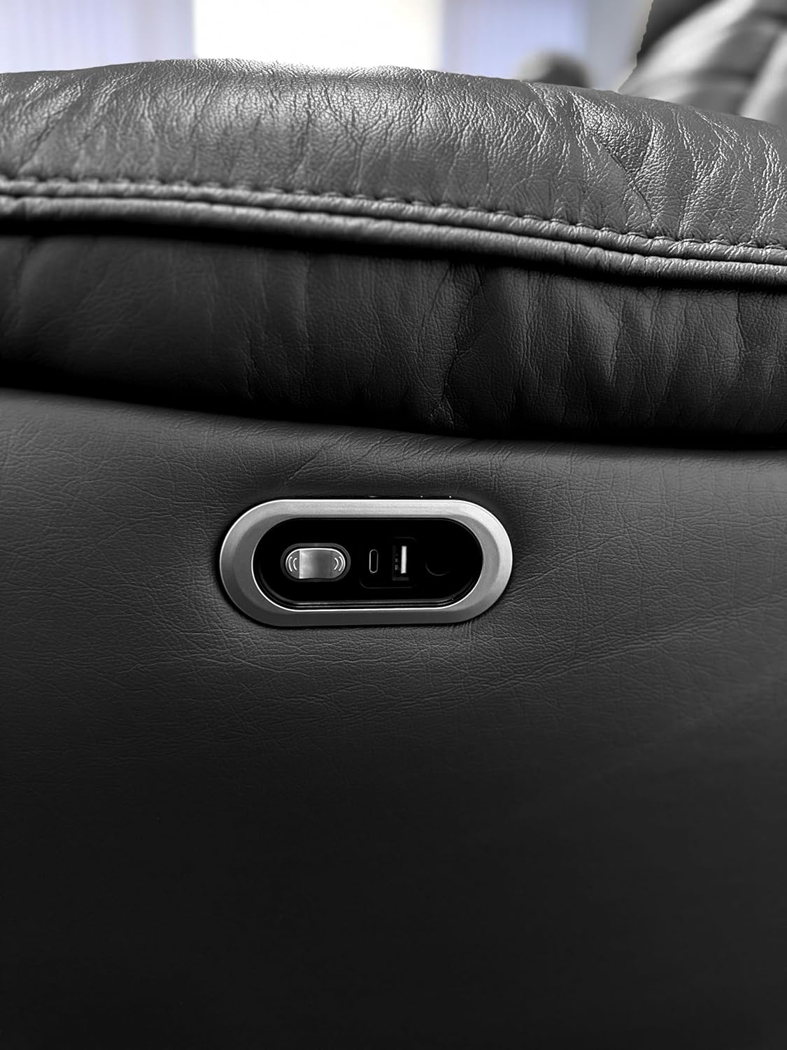 MNS Savilla Leather Electric Recliners Sofa With Cupholders – 3+2 Seater Sofa Set – Black