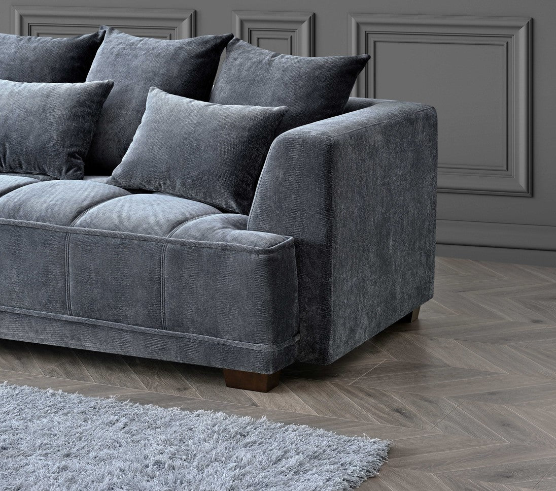Aluxo Gramercy Right Hand Facing Corner Sofa – Steel Grey Velvet