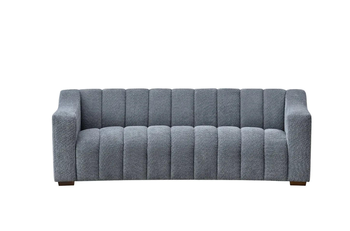 MNS Aluxo Astoria 3 Seater Sofa in Iron Blue Boucle - Deep Channel Stitched Design