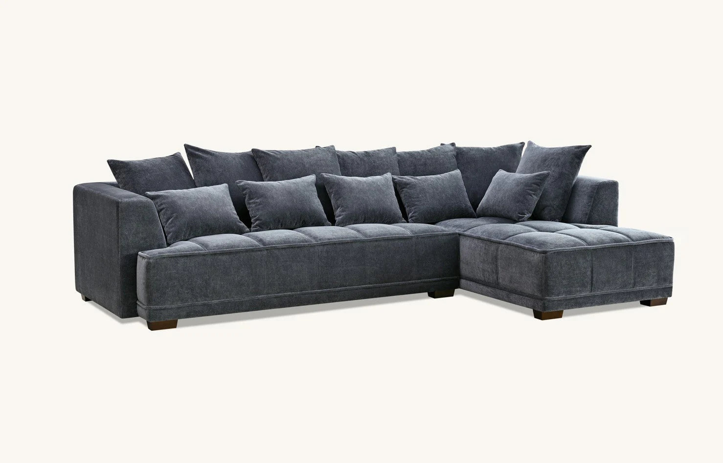 Aluxo Gramercy Right Hand Facing Corner Sofa – Steel Grey Velvet
