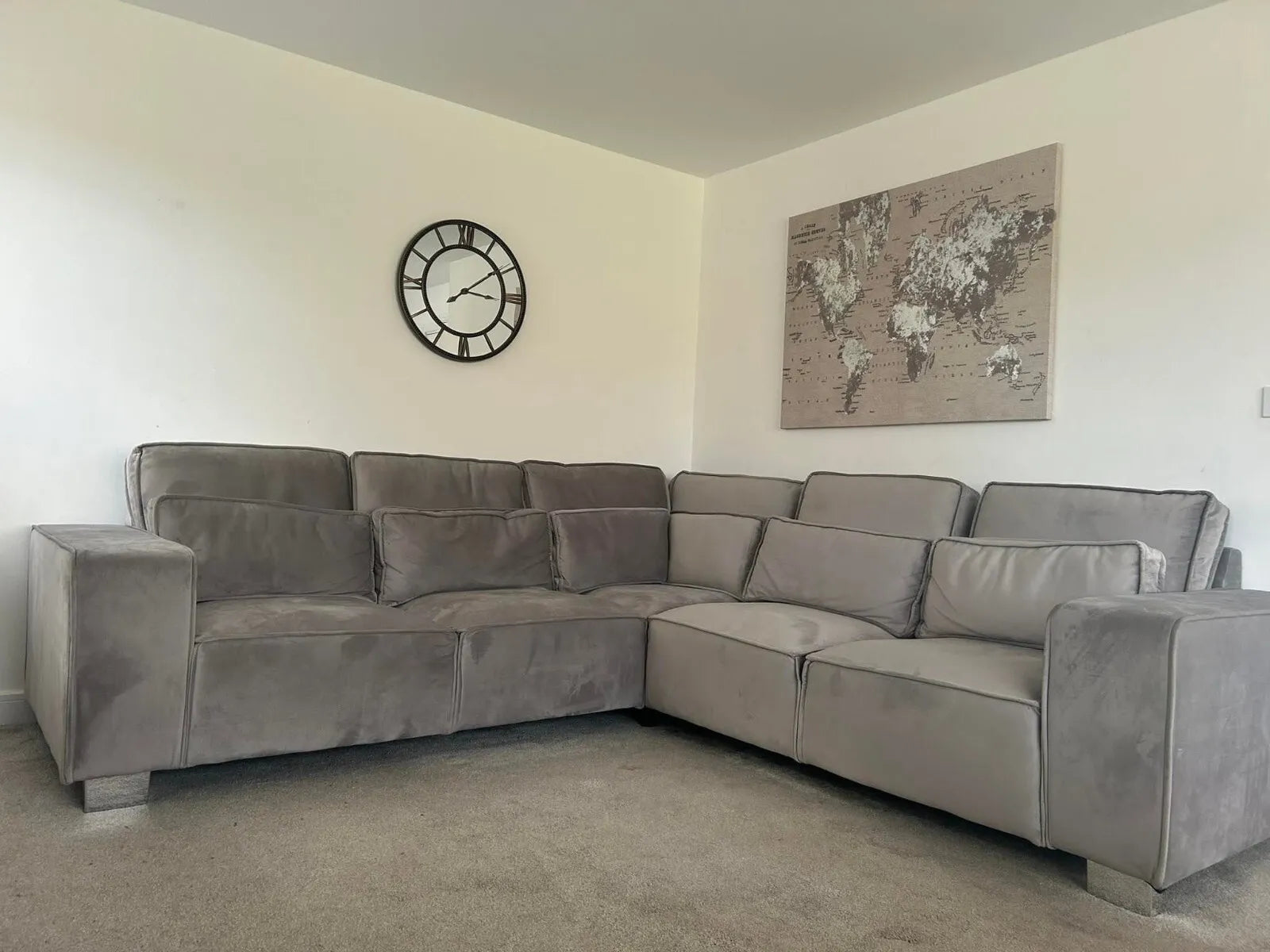 Sloane Luxury Silver Velvet Corner Sofa