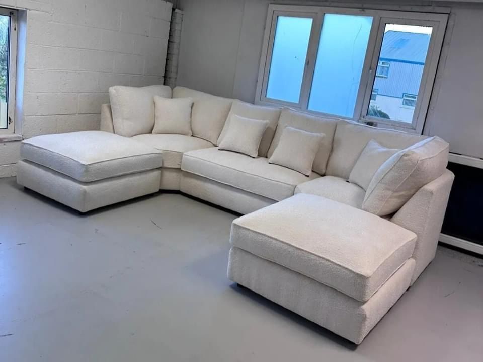Cinema U-Shape Sofa Boucle Teddy Bear Fabric Sofa