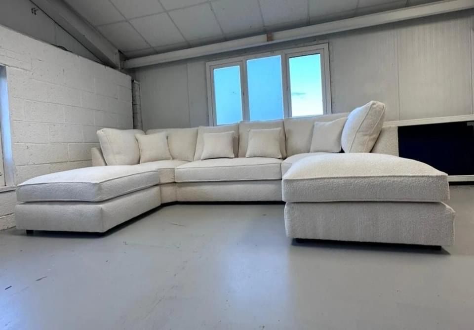 Cinema U-Shape Sofa Boucle Teddy Bear Fabric Sofa