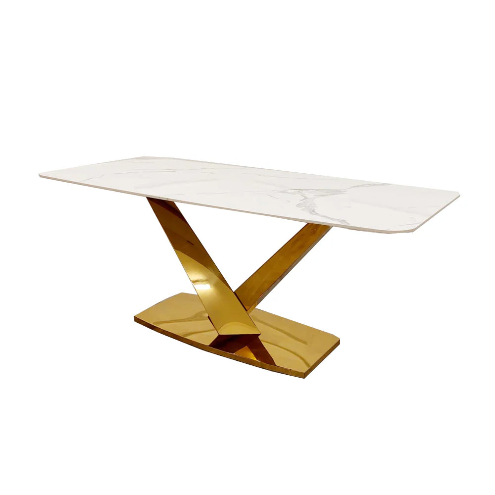 MNS Valeo Gold 1.8 Dining Table with Polar White Sintered Stone Top