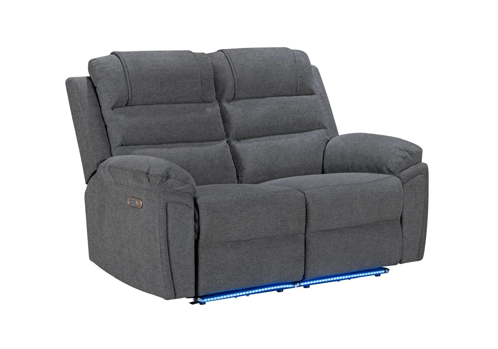 MNS Venice Fabric Electric Recliner 2 Seater Sofa Grey-2 Seater Fabric Sofa