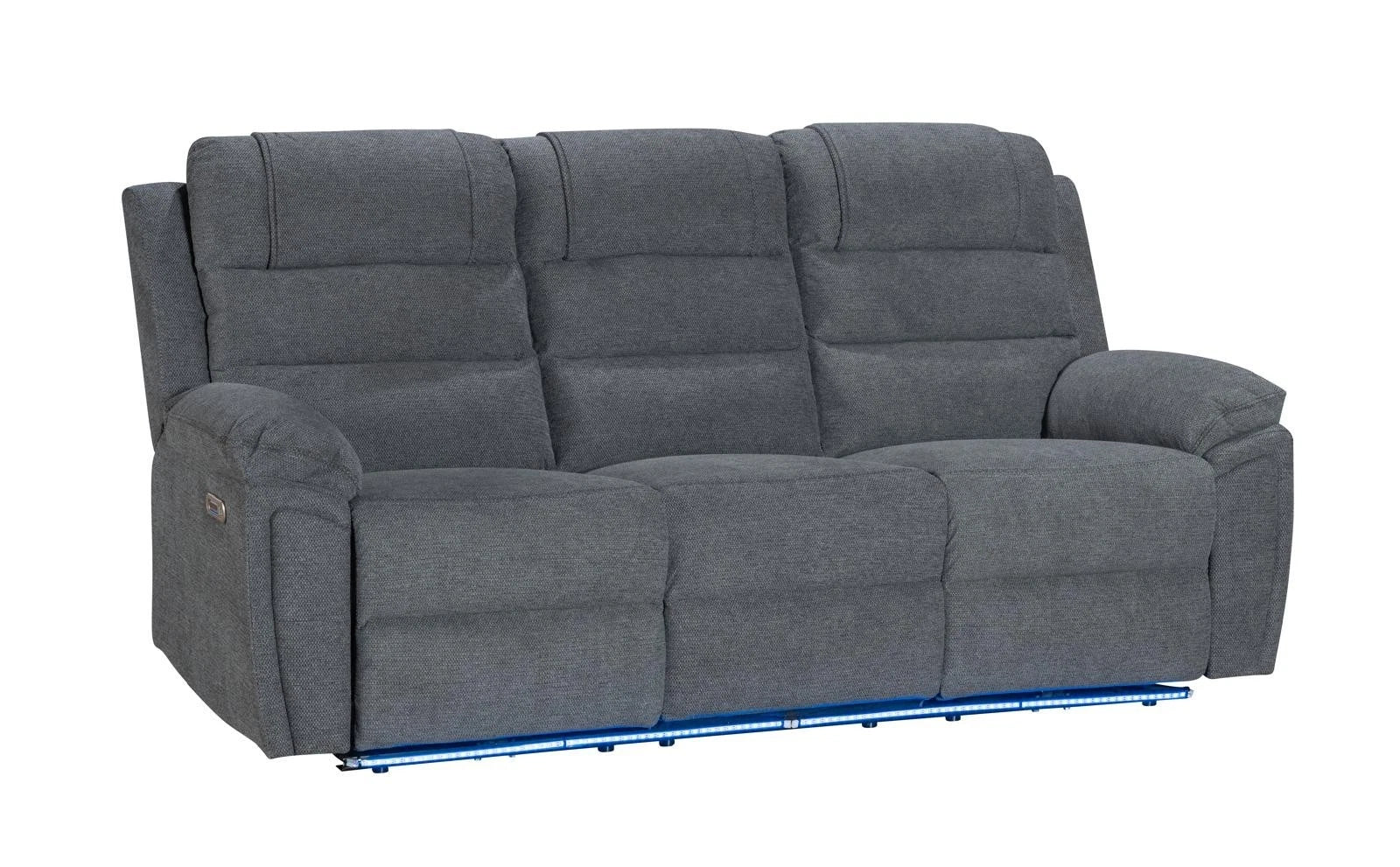 MNS Venice Fabric Electric Recliner 3 Seater Sofa Grey-3 Seater Fabric Sofa