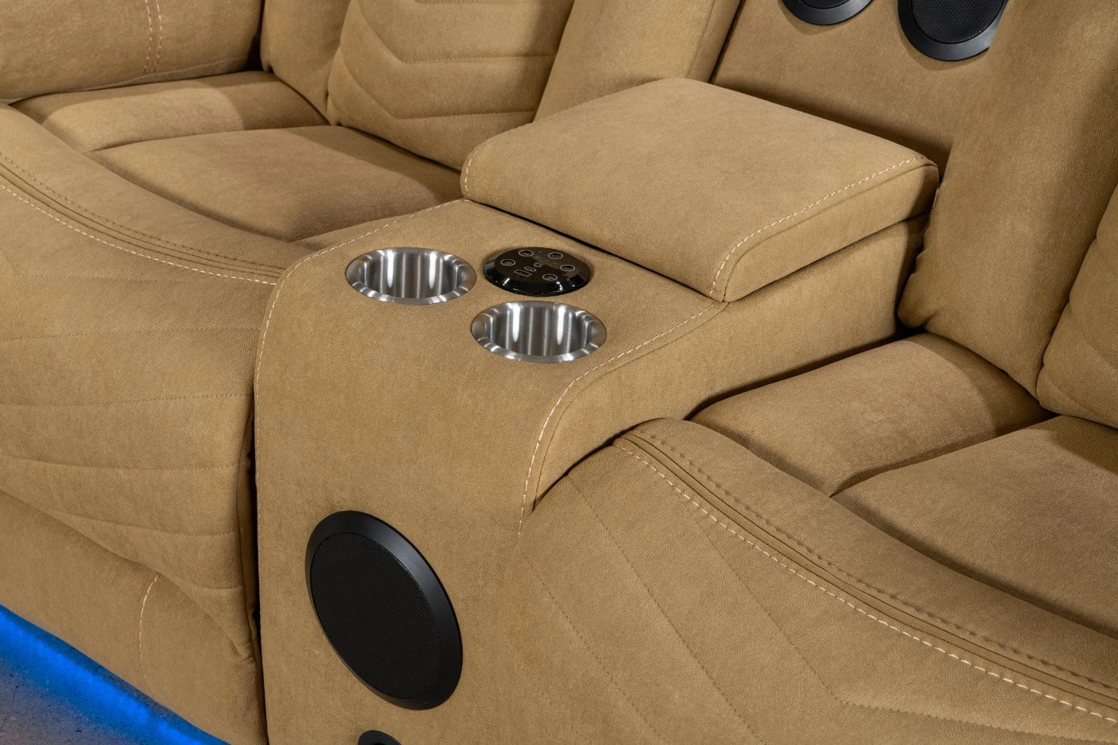 MNS Zeus Fabric Electric Recliner Corner Sofa With Cupholder Beige/Bluetooth/USB