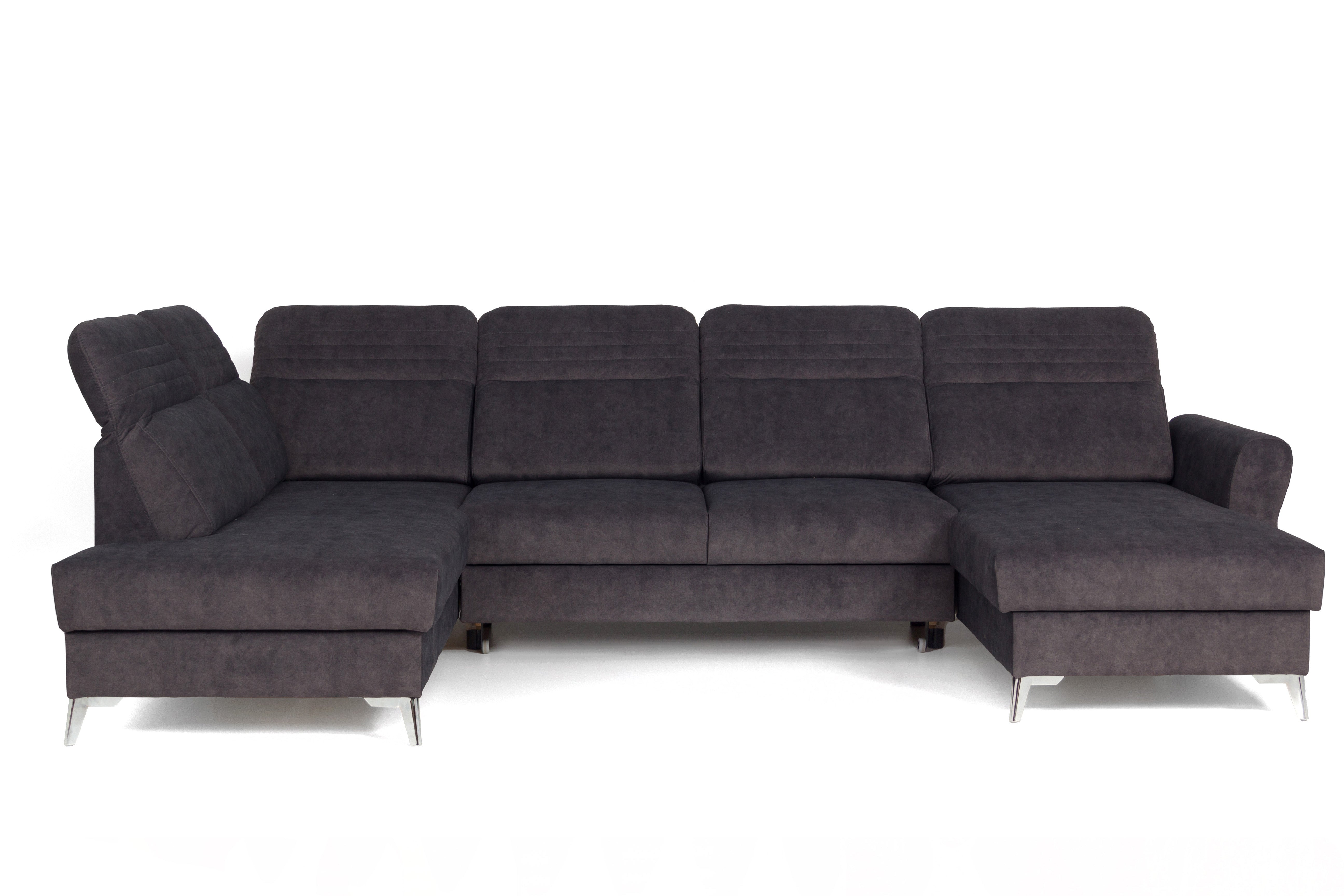 Calabria I U Shape Corner Left Hand Sofa Bed with Storage Chill Me Velvet Fabric - 6 Seats
