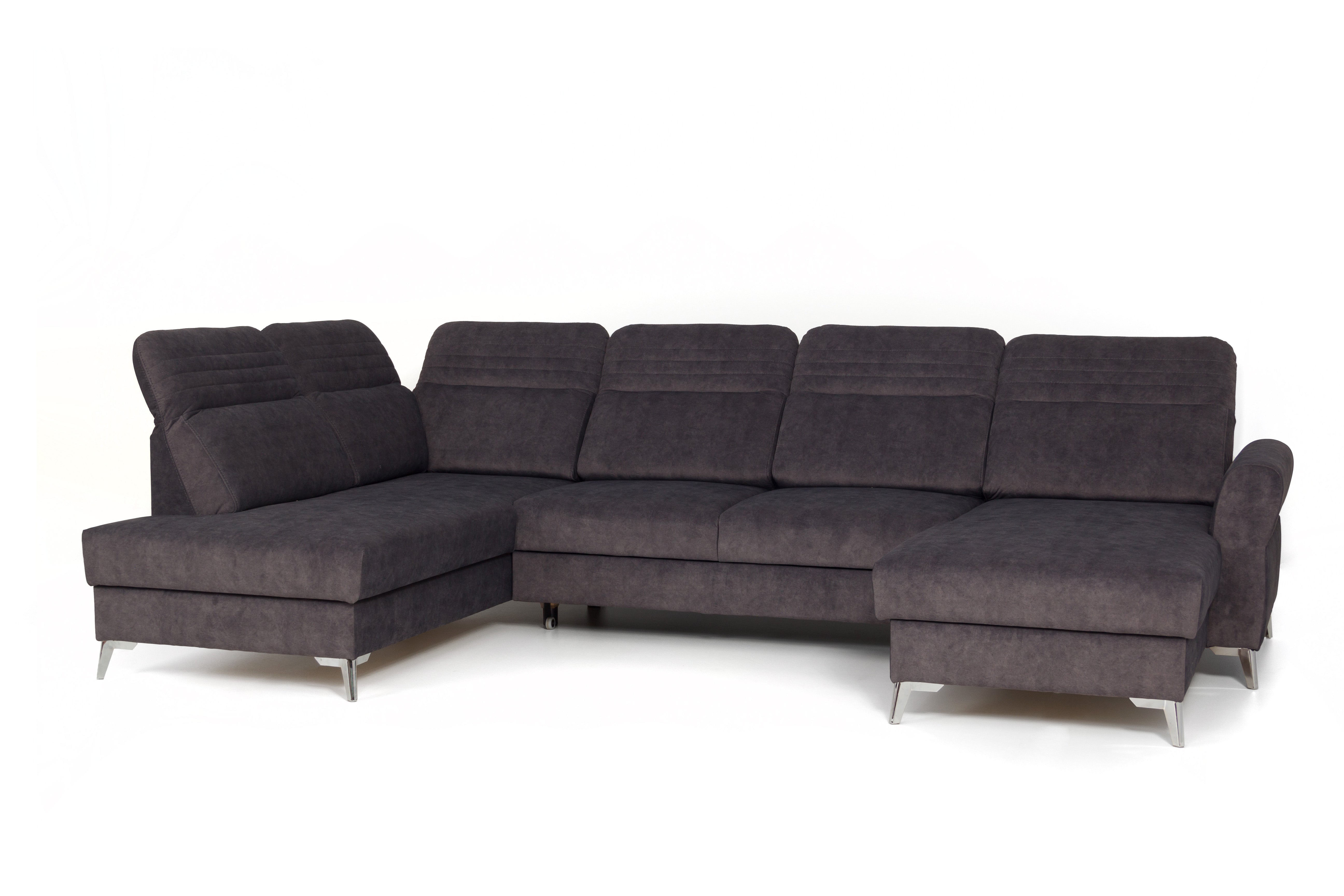 Calabria I U Shape Corner Left Hand Sofa Bed with Storage Chill Me Velvet Fabric - 6 Seats