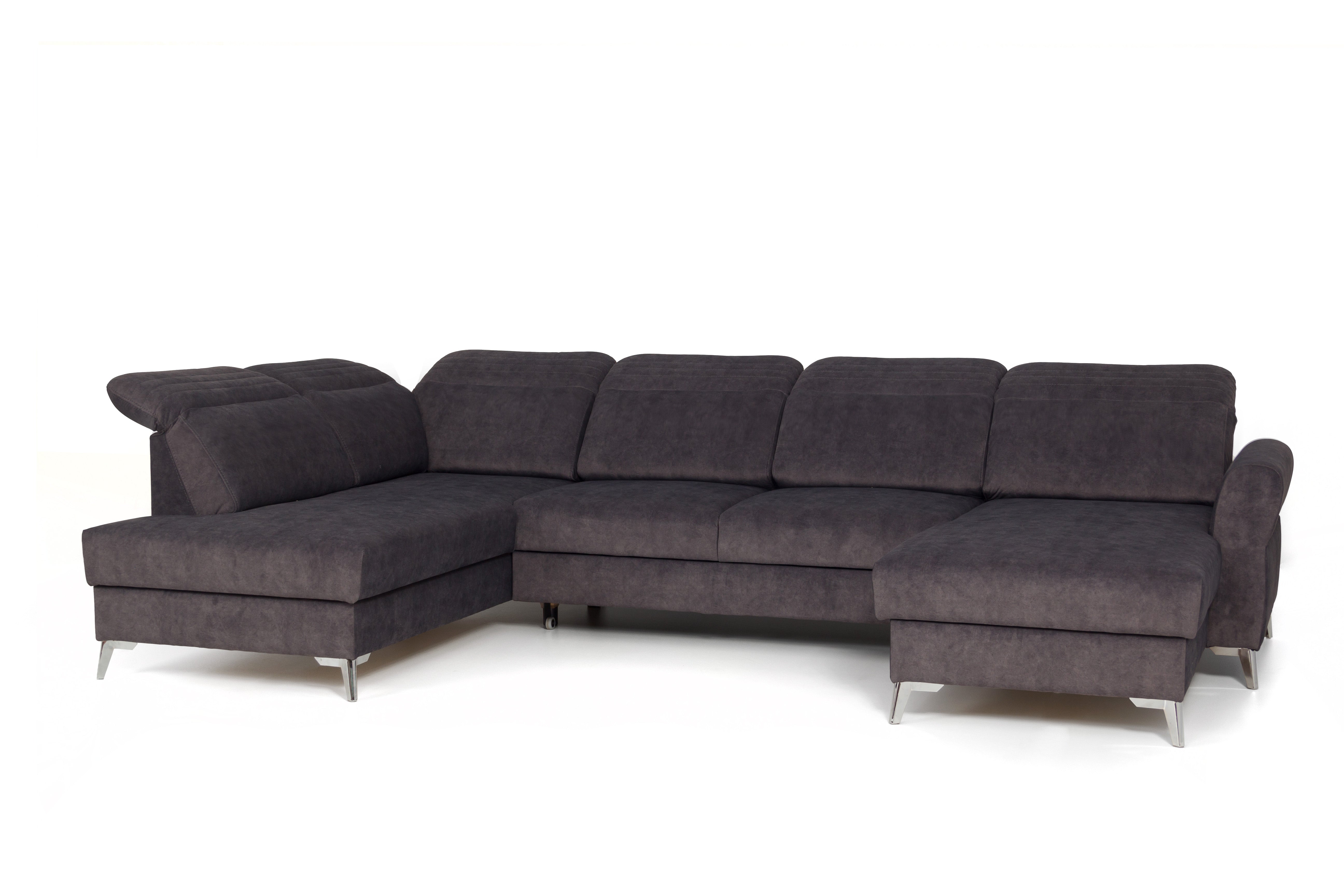 Calabria I U Shape Corner Left Hand Sofa Bed with Storage Chill Me Velvet Fabric - 6 Seats