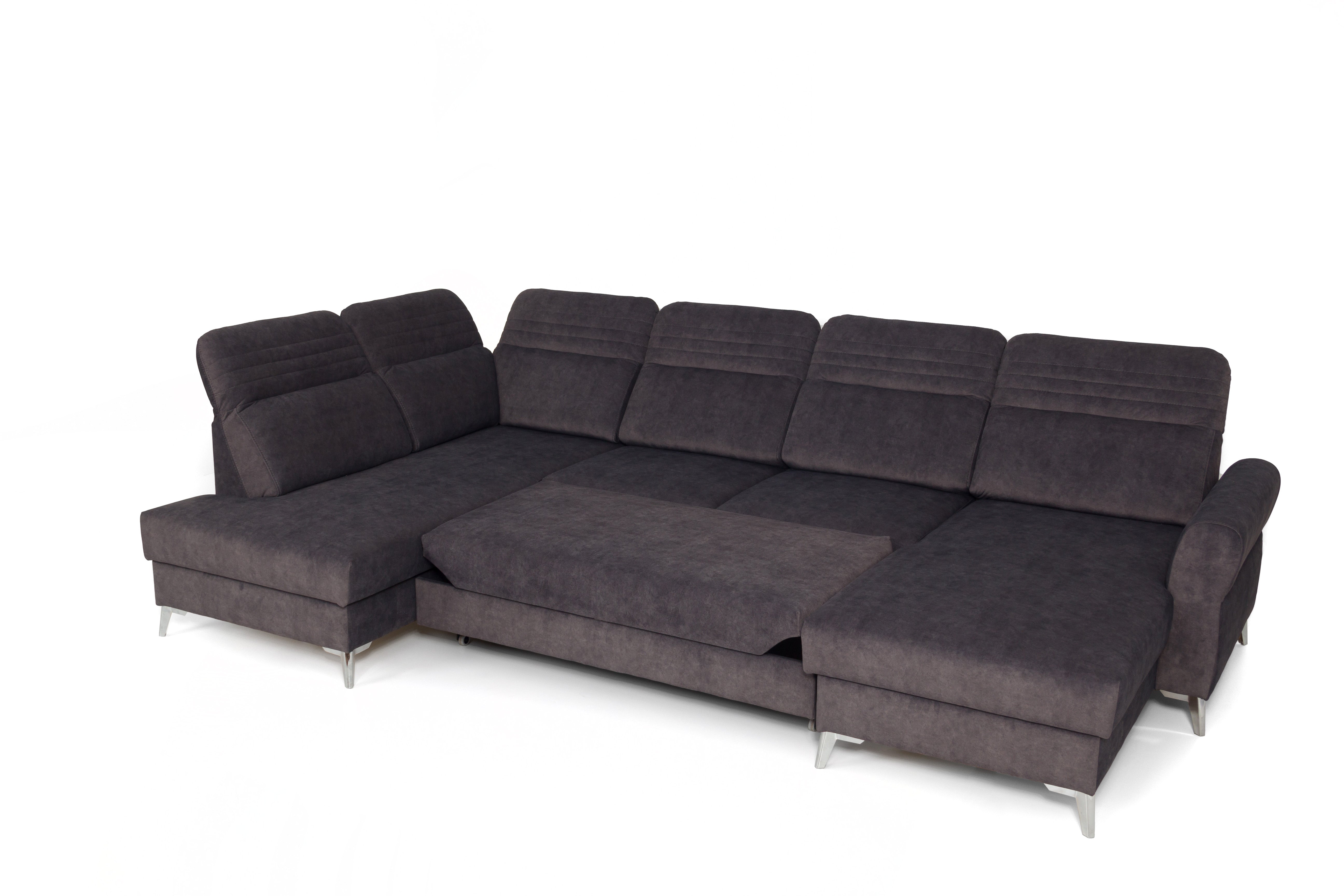 Calabria I U Shape Corner Left Hand Sofa Bed with Storage Chill Me Velvet Fabric - 6 Seats