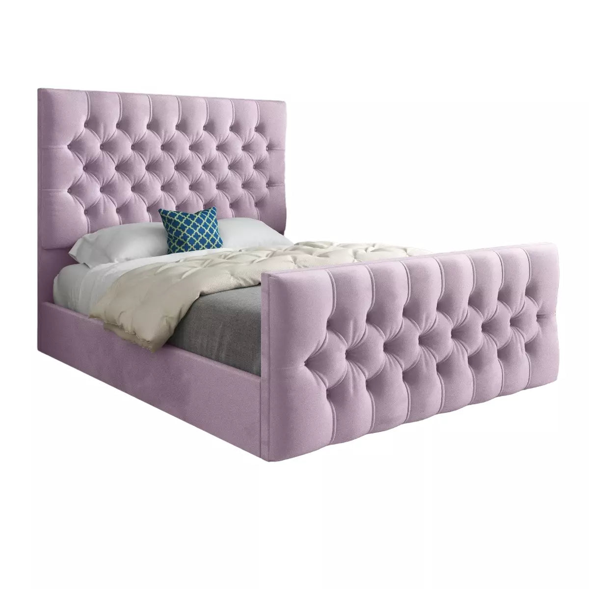 Chesterfield Upholstered Bed Frame Crushed&Plush Velvet Ottoman Bed 4ft6,5ft,6ft