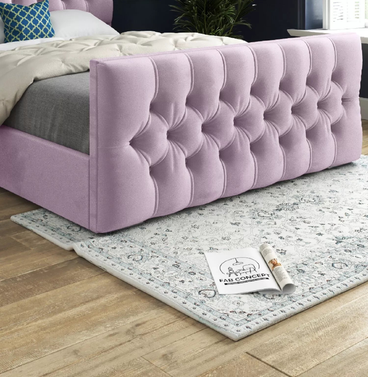 Chesterfield Upholstered Bed Frame Crushed&Plush Velvet Ottoman Bed 4ft6,5ft,6ft