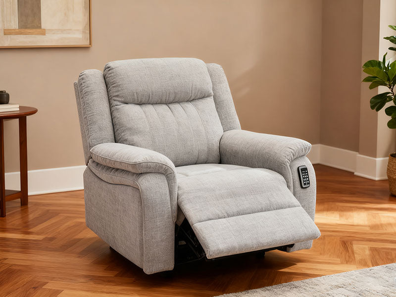 MNS Siyara Fabric Electric Recliners Arm Chair Beige & Grey ,USB Ports, Type C Ports