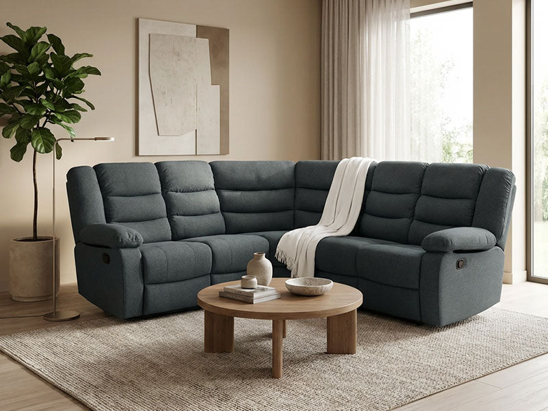 MNS Fabric Manual Recliner Sofa Set 3+2 Chenille Fabric with Cupholders