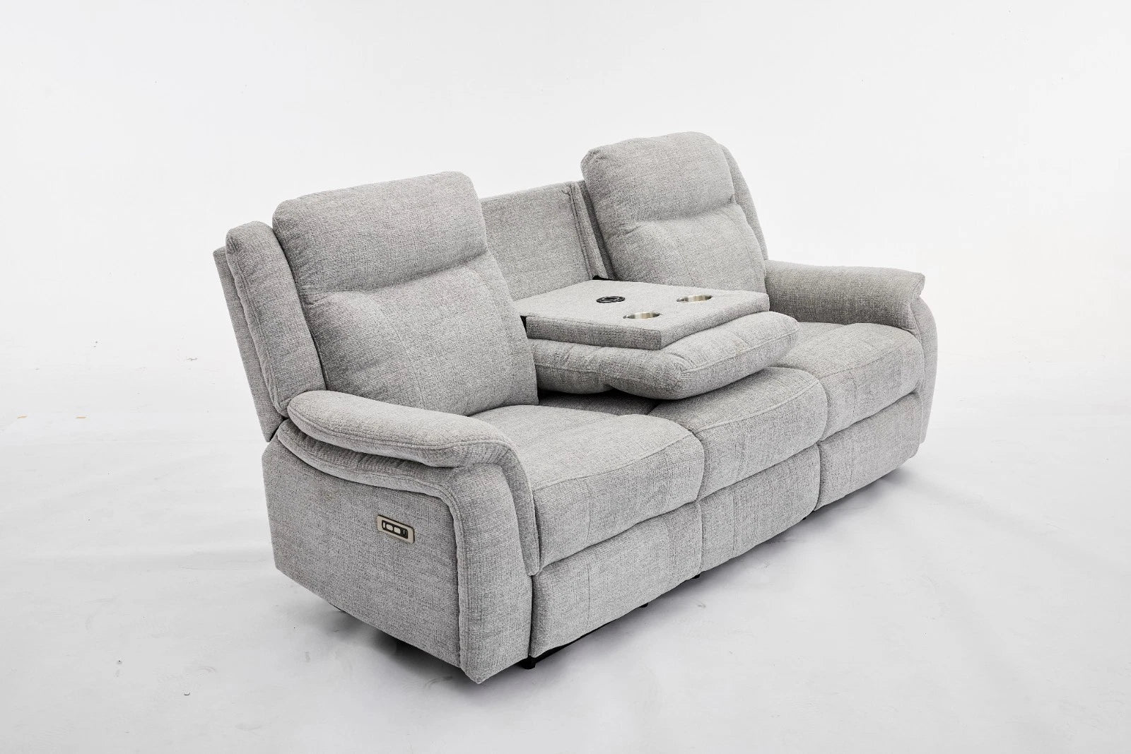 MNS Siyara Fabric Electric Recliner 3+2 Sofa With Bluetooth, USB, Cooling, Cupholder, Wireless Charging