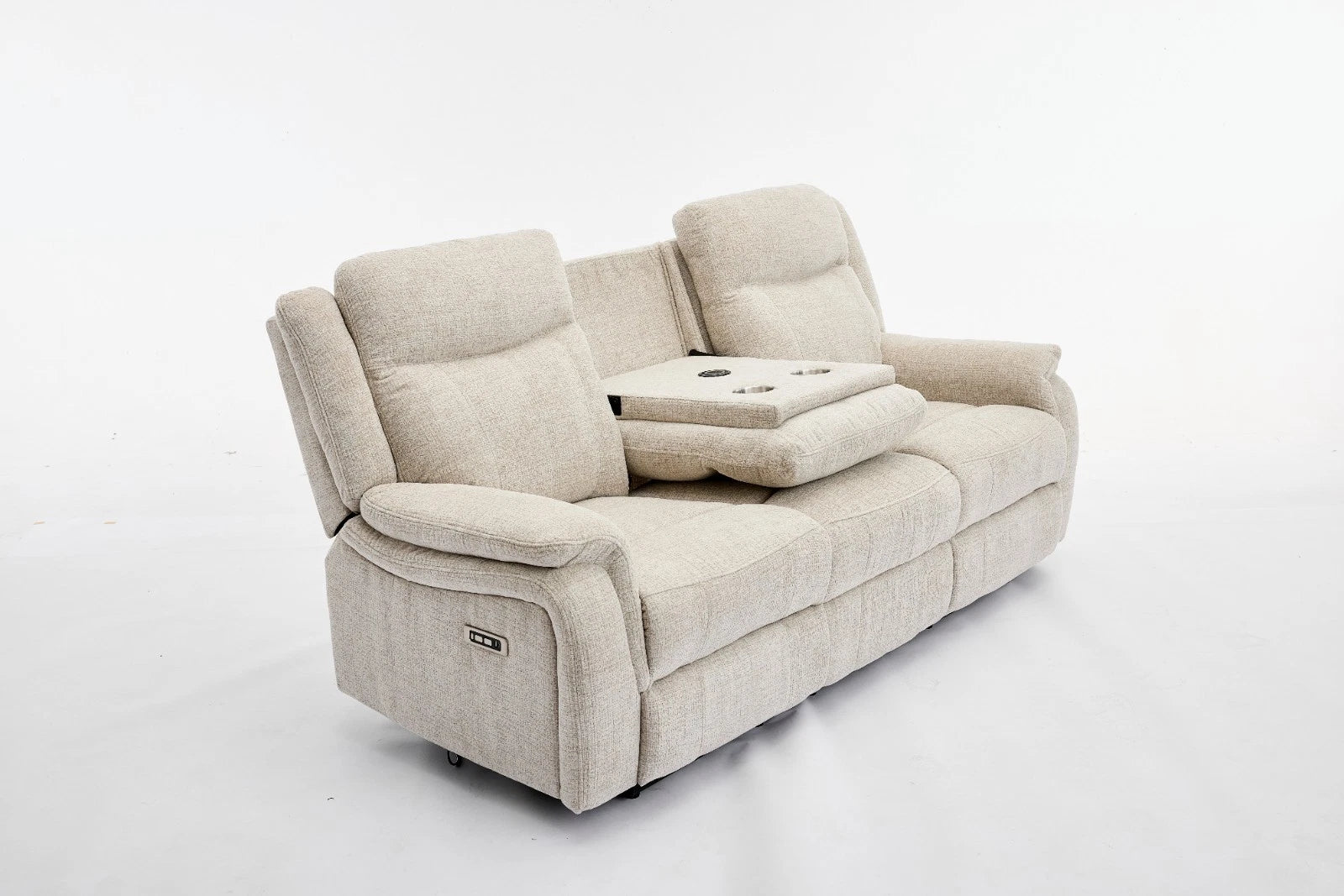 MNS Siyara Fabric Electric Recliner 3+2 Sofa With Bluetooth, USB, Cooling, Cupholder, Wireless Charging