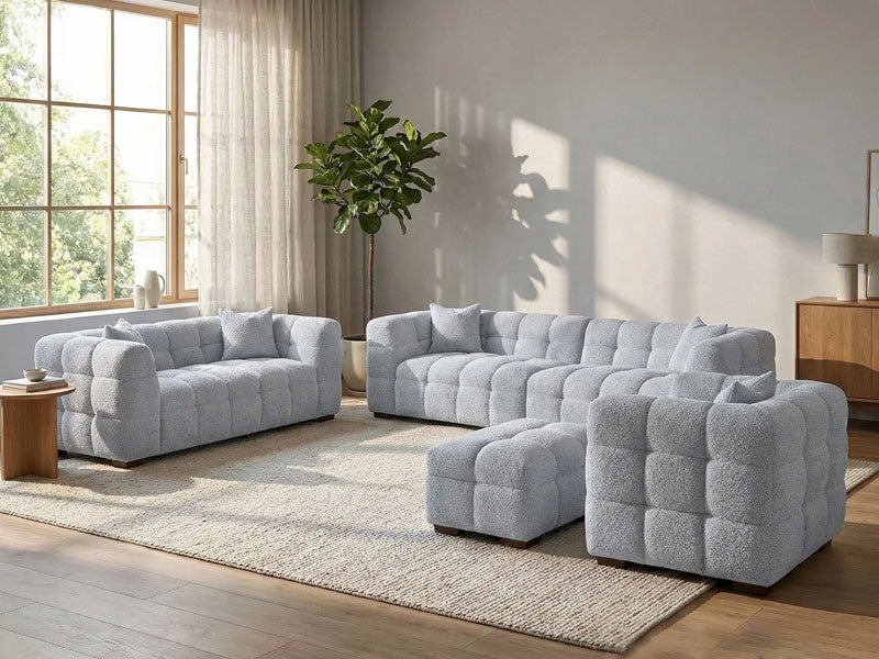 MNS Aluxo Tribeca Sofa Range in Pearl Boucle Fabric