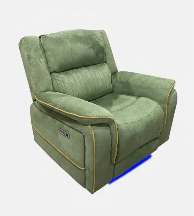 MNS Geneva Pro Fabric Electric Recliner Sofa 1 Seater ,USB, LED Lights