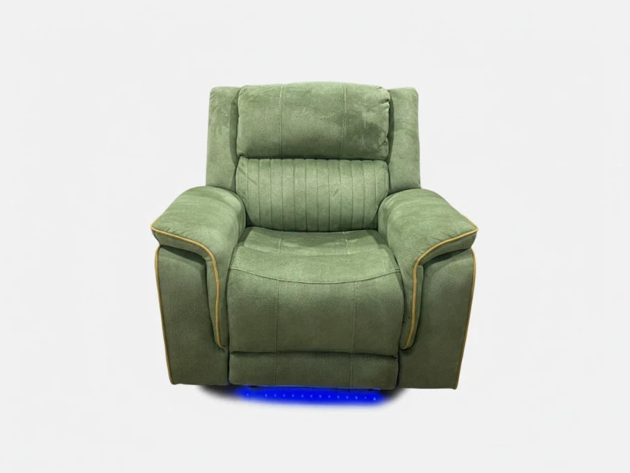 MNS Geneva Pro Fabric Electric Recliner Sofa 1 Seater ,USB, LED Lights