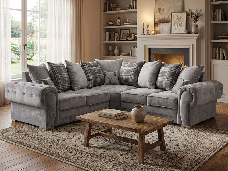 Kensington/Verona Fabric Corner Sofa With Scatterback Cushions