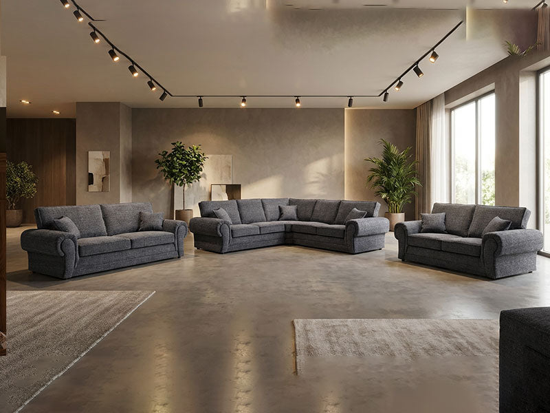 Newton Full Back Fabric 5 Seater Corner Sofa Set