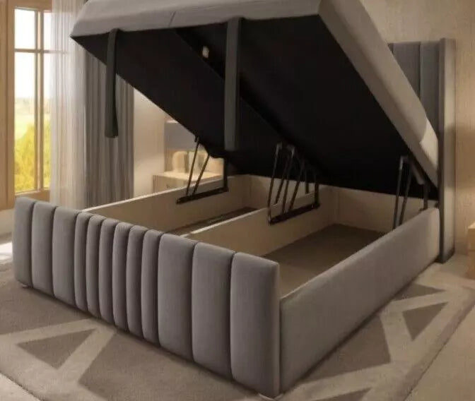 Ottoman Divan Seoul Wingback Gas Lift Storage Bed, Solid Ottoman Storage Bed