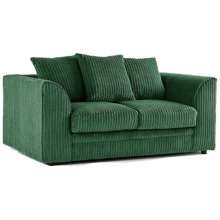 Dylan Jumbo Cord Fabric Corner Sofa with Cushions 3 Seaters, 2 Seaters L-Shape Sofa - Green