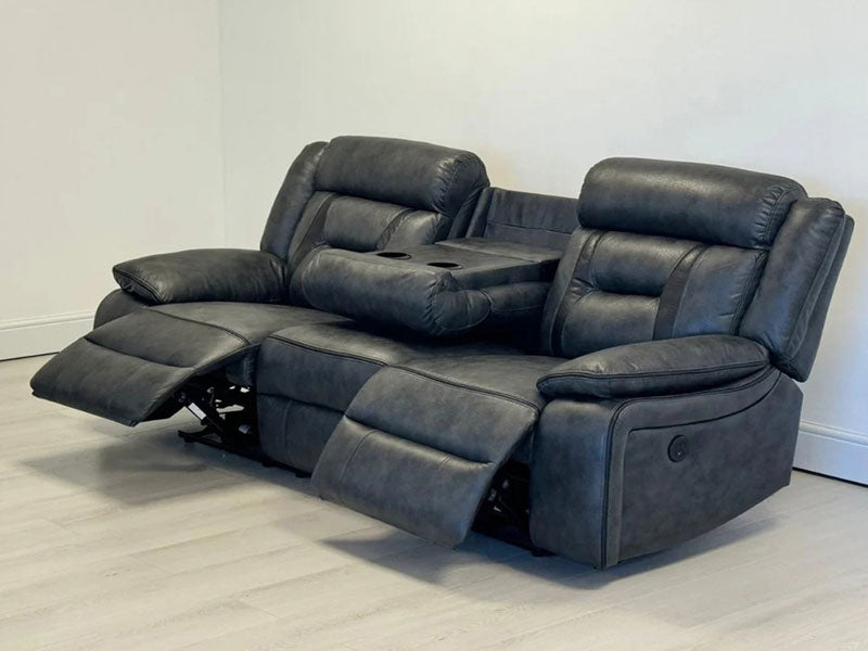 Nova Electric Recliner Leather Sofa - 3+2 Seater With Dual Power Recliners, Console & Cup Holders – Modern Style