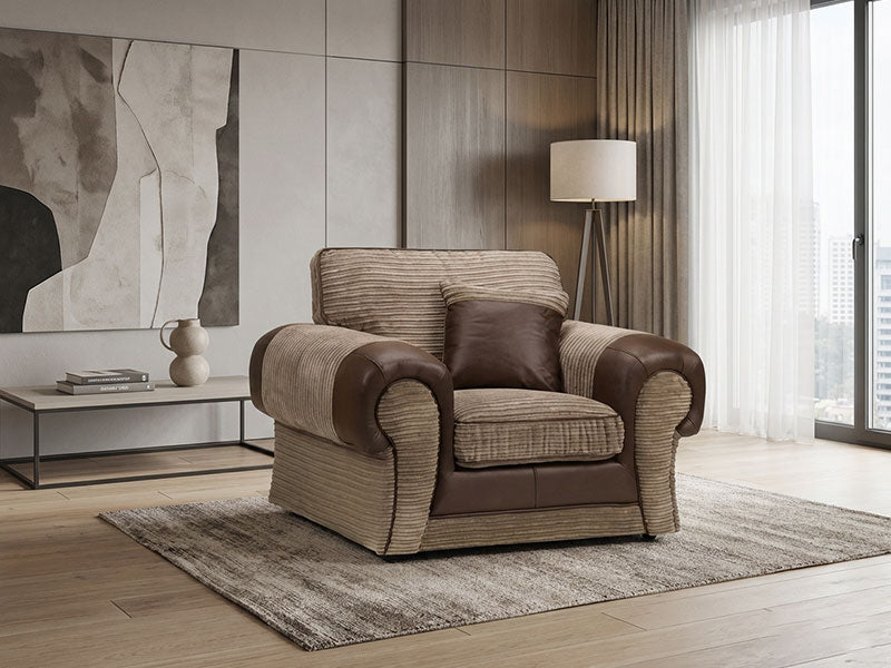 TANGO Armchair Fabric Grey Black / Brown Fabric