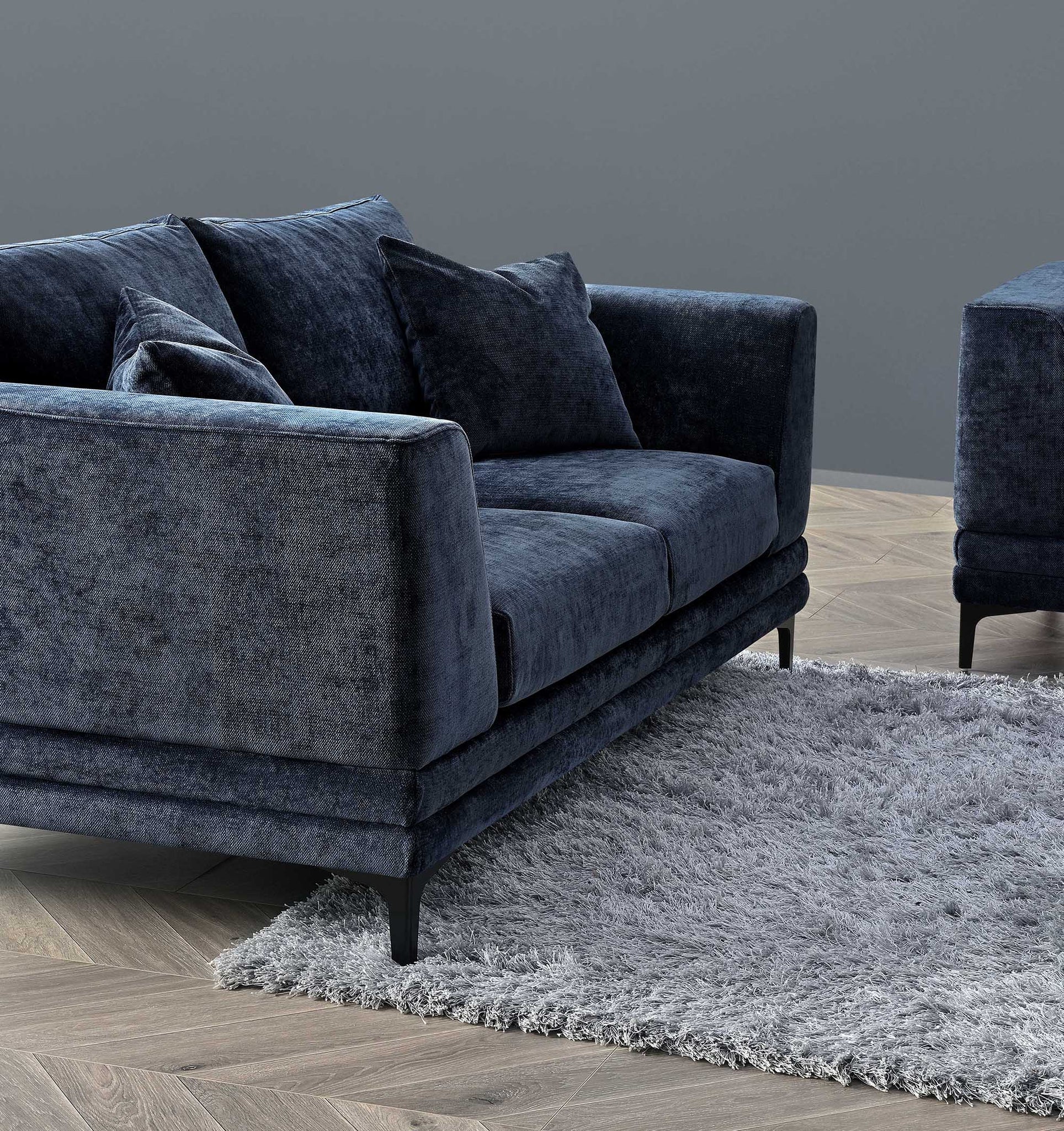 MNS Aluxo Lenox Sofa Range in Aegean Blue Velvet - 3 Seaters & 2 Seaters Sofa