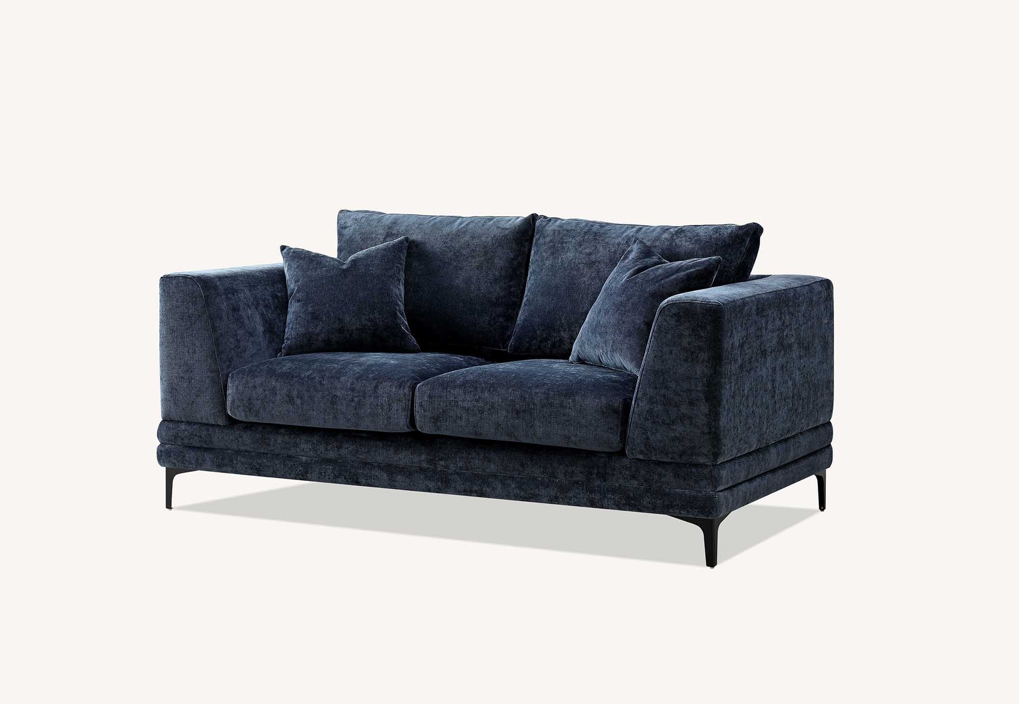 MNS Aluxo Lenox Sofa Range in Aegean Blue Velvet - 3 Seaters & 2 Seaters Sofa