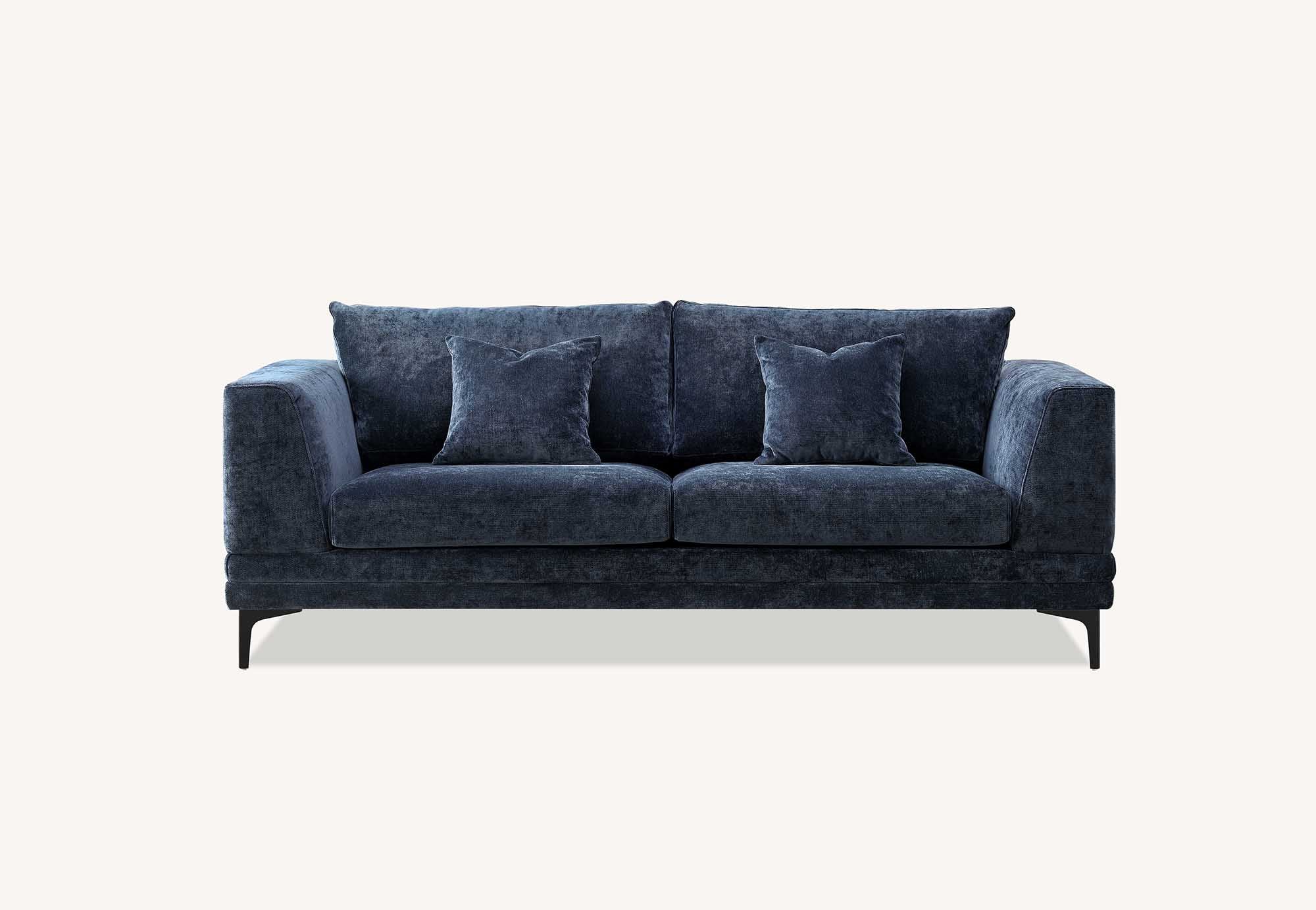 MNS Aluxo Lenox Sofa Range in Aegean Blue Velvet - 3 Seaters & 2 Seaters Sofa