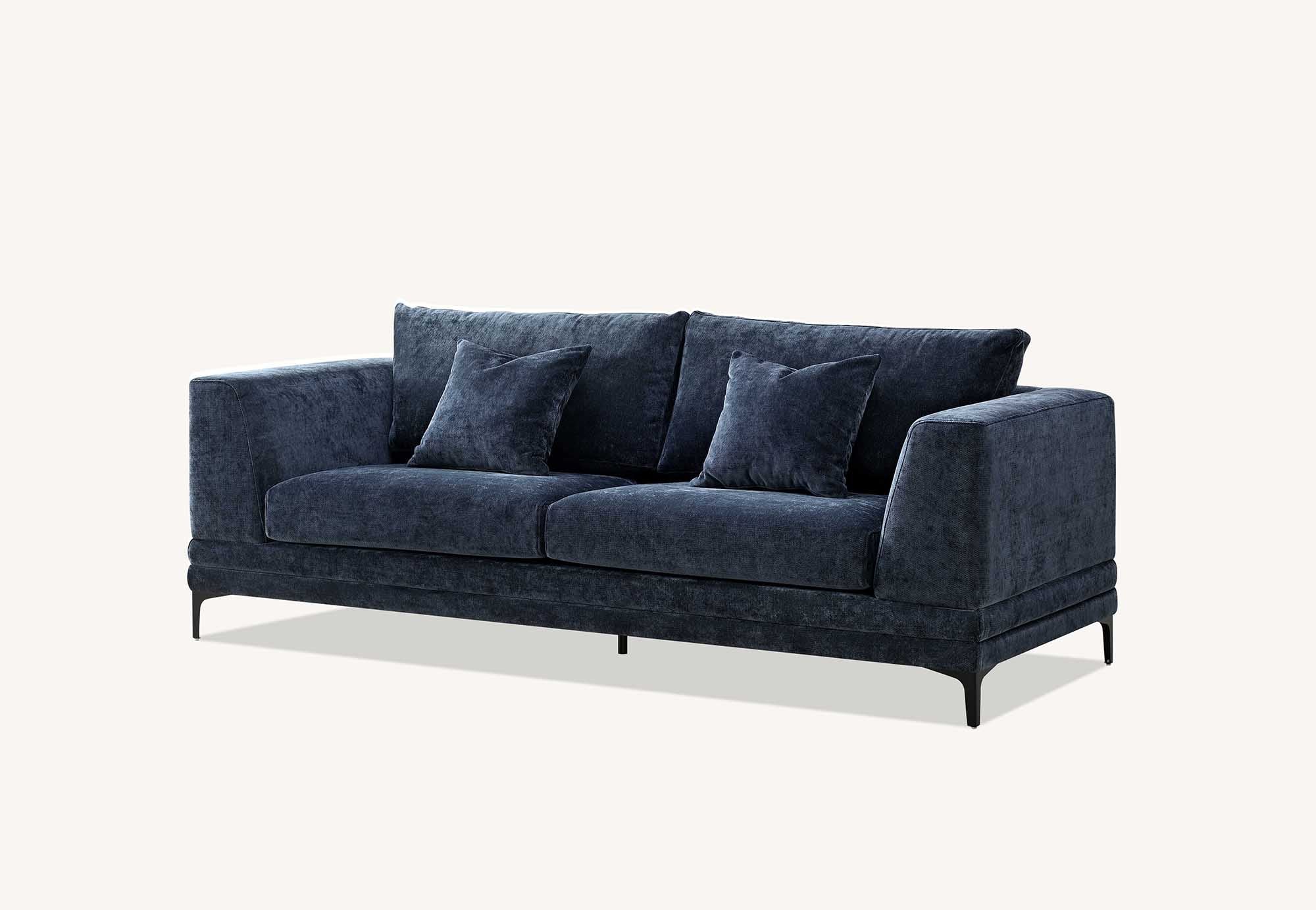 MNS Aluxo Lenox Sofa Range in Aegean Blue Velvet - 3 Seaters & 2 Seaters Sofa