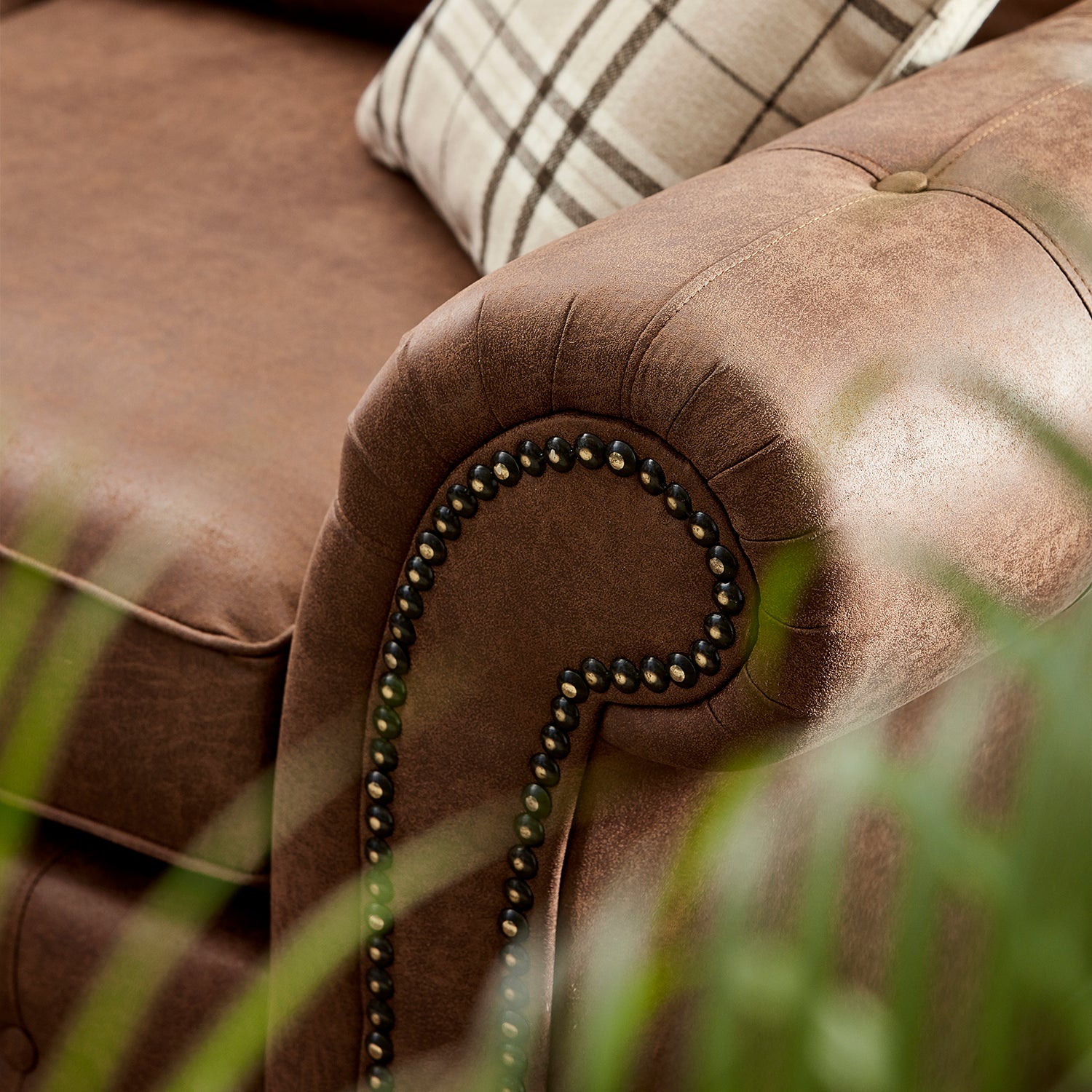 MNS Oakland Brown Faux Leather Large Corner Sofa Set