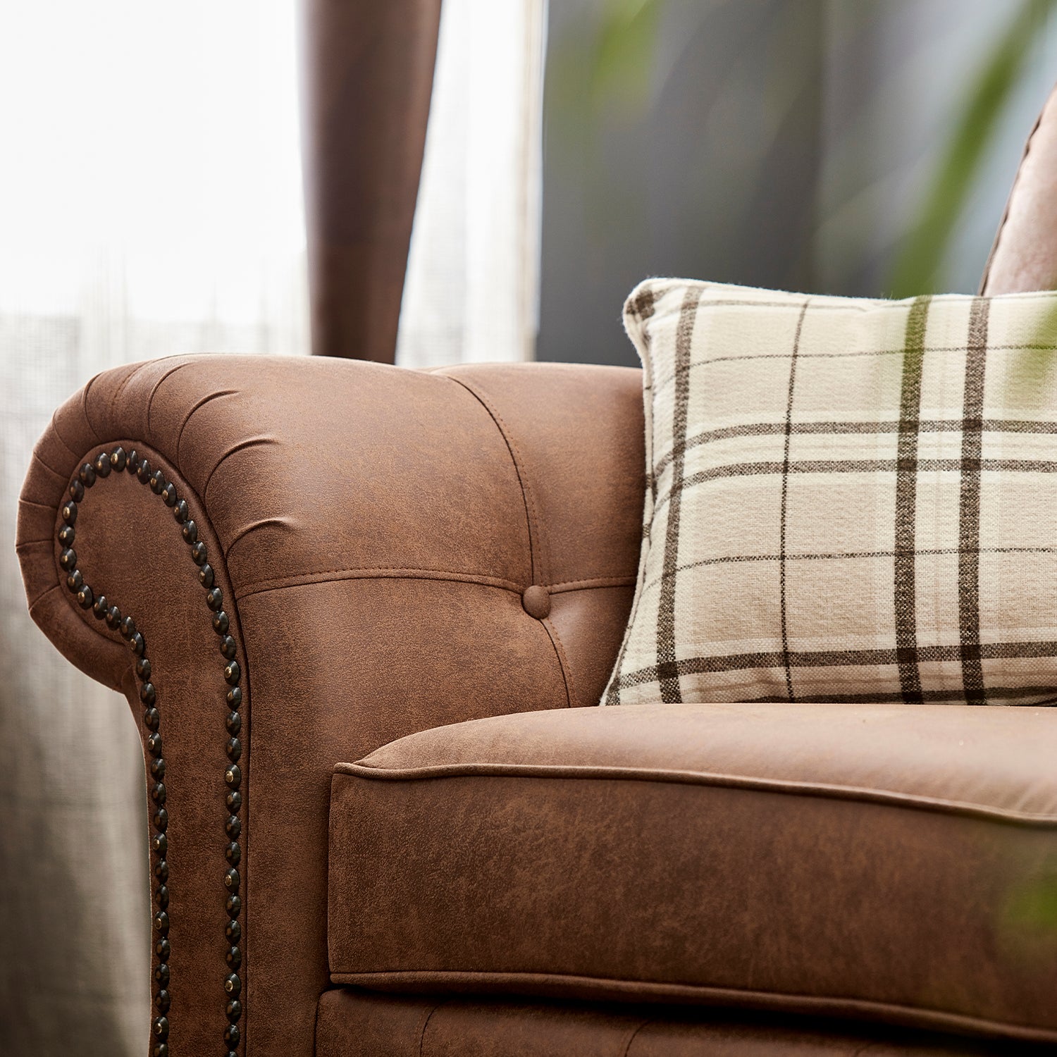 MNS Oakland Brown Faux Leather Large Corner Sofa Set