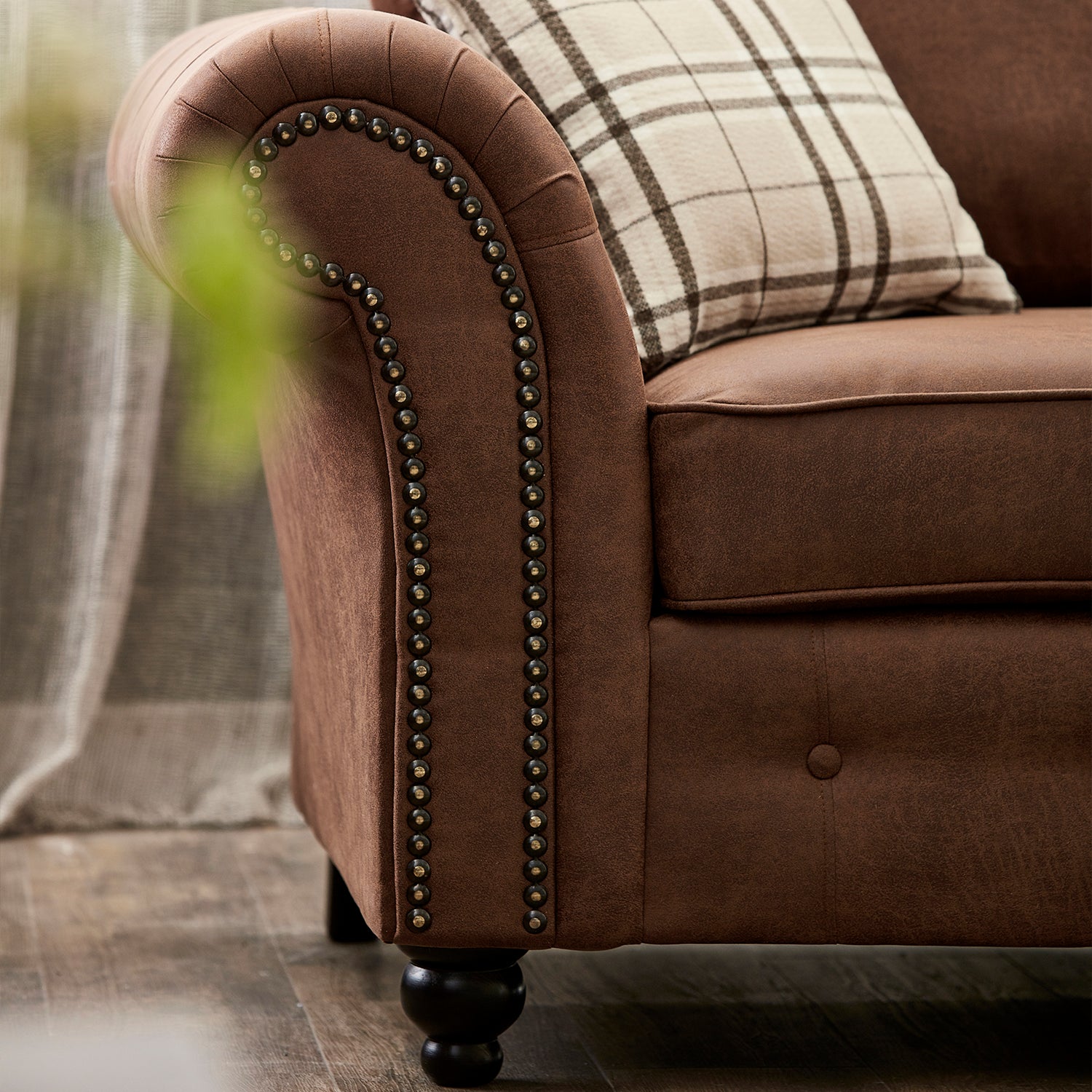 MNS Oakland Brown Faux Leather Large Corner Sofa Set