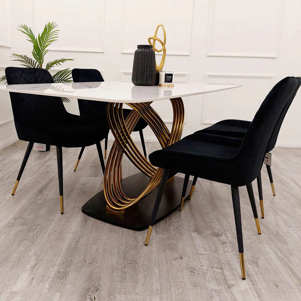 MNS Orion Gold 1.8 Dining Table with Polar White Sintered Stone Top