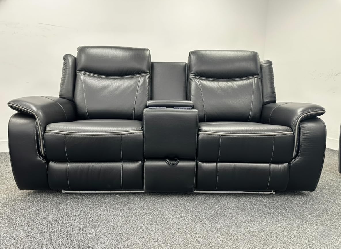 MNS Pradaa Leather Electric Recliner Sofa Set With Cupholders, LED Lights – Bluetooth Speakers – Cooling Cupholders